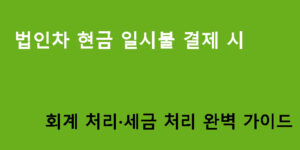 법인차 현금 일시불 결제 시 회계 처리·세금 처리 완벽 가이드