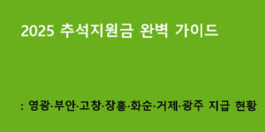 2025 추석지원금 완벽 가이드: 영광·부안·고창·장흥·화순·거제·광주 지급 현황