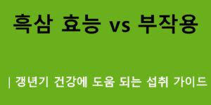 흑삼 효능 vs 부작용｜갱년기 건강에 도움 되는 섭취 가이드