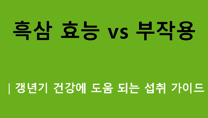 흑삼 효능 vs 부작용｜갱년기 건강에 도움 되는 섭취 가이드