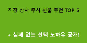 직장 상사 추석 선물 추천 TOP 5 + 실패 없는 선택 노하우 공개!