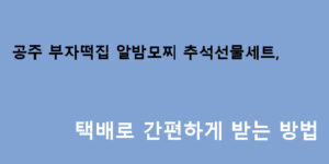 공주 부자떡집 알밤모찌 추석선물세트, 택배로 간편하게 받는 방법