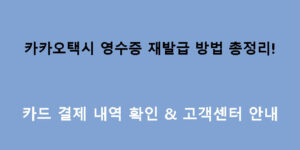 카카오택시 영수증 재발급 방법 총정리! 카드 결제 내역 확인 & 고객센터 안내