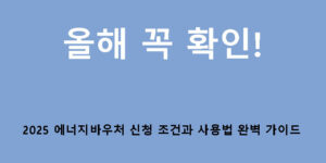 올해 꼭 확인! 2025 에너지바우처 신청 조건과 사용법 완벽 가이드