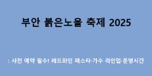 부안 붉은노을 축제 2025: 사전 예약 필수! 레드와인 페스타·가수 라인업·운영시간