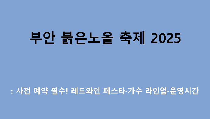 부안 붉은노을 축제 2025: 사전 예약 필수! 레드와인 페스타·가수 라인업·운영시간
