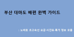 부산 대마도 배편 완벽 가이드: 노바호 초고속선 요금·시간표·특가 정보 모음