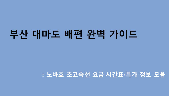 부산 대마도 배편 완벽 가이드: 노바호 초고속선 요금·시간표·특가 정보 모음
