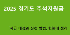 2025 경기도 추석지원금 지급 대상과 신청 방법, 한눈에 정리