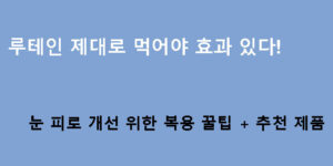 루테인 제대로 먹어야 효과 있다! 눈 피로 개선 위한 복용 꿀팁 + 추천 제품