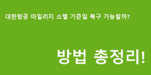 대한항공 마일리지 소멸 기준일 복구 가능할까? 방법 총정리!