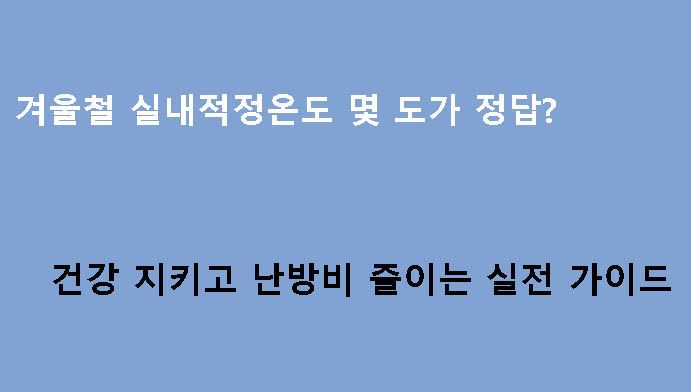 겨울철 실내적정온도 몇 도가 정답? 건강 지키고 난방비 줄이는 실전 가이드