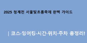 2025 청계천 서울빛초롱축제 완벽 가이드｜코스·잉어킹·시간·위치·주차 총정리!