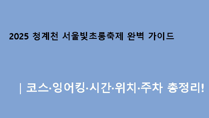 2025 청계천 서울빛초롱축제 완벽 가이드｜코스·잉어킹·시간·위치·주차 총정리!