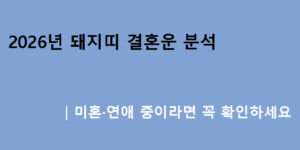 2026년 돼지띠 결혼운 분석｜미혼·연애 중이라면 꼭 확인하세요