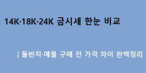 14K·18K·24K 금시세 한눈 비교｜돌반지·예물 구매 전 가격 차이 완벽정리