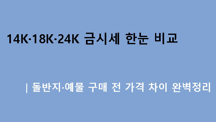14K·18K·24K 금시세 한눈 비교｜돌반지·예물 구매 전 가격 차이 완벽정리