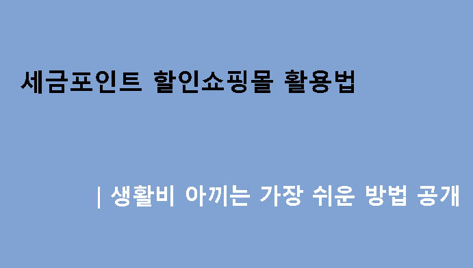 세금포인트 할인쇼핑몰 활용법|생활비 아끼는 가장 쉬운 방법 공개