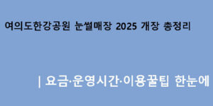 여의도한강공원 눈썰매장 2025 개장 총정리｜요금·운영시간·이용꿀팁 한눈에