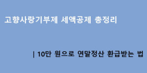 고향사랑기부제 세액공제 총정리｜10만 원으로 연말정산 환급받는 법
