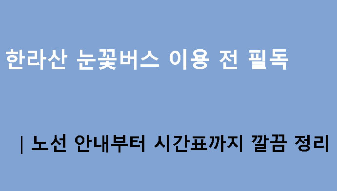 한라산 눈꽃버스 이용 전 필독｜노선 안내부터 시간표까지 깔끔 정리