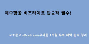 제주항공 비즈라이트 탑승객 필수! 교보문고 eBook sam무제한 1개월 무료 혜택 완벽 정리