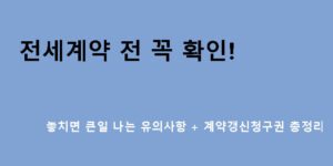 전세계약 전 꼭 확인! 놓치면 큰일 나는 유의사항 + 계약갱신청구권 총정리
