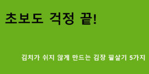 초보도 걱정 끝! 김치가 쉬지 않게 만드는 김장 필살기 5가지
