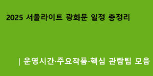 2025 서울라이트 광화문 일정 총정리｜운영시간·주요작품·핵심 관람팁 모음