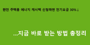 한전 주택용 에너지 캐시백 신청하면 전기요금 30%↓…지금 바로 받는 방법 총정리
