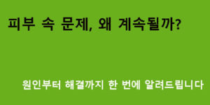 피부 속 문제, 왜 계속될까? 원인부터 해결까지 한 번에 알려드립니다