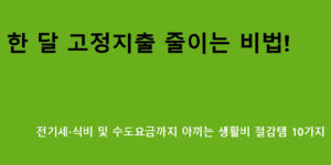 한 달 고정지출 줄이는 비법! 전기세·식비 및 수도요금까지 아끼는 생활비 절감템 10가지