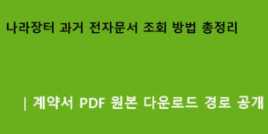 나라장터 과거 전자문서 조회 방법 총정리｜계약서 PDF 원본 다운로드 경로 공개