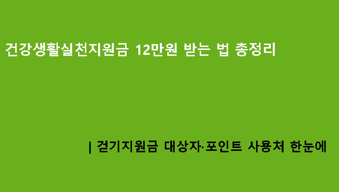 건강생활실천지원금 12만원 받는 법 총정리｜걷기지원금 대상자·포인트 사용처 한눈에