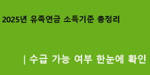 2025년 유족연금 소득기준 총정리｜수급 가능 여부 한눈에 확인