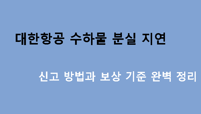 대한항공 수하물 분실 지연 신고 방법과 보상 기준 완벽 정리