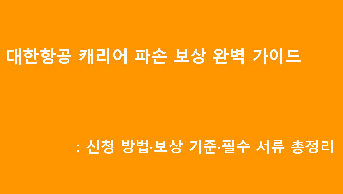 대한항공 캐리어 파손 보상 완벽 가이드: 신청 방법·보상 기준·필수 서류 총정리