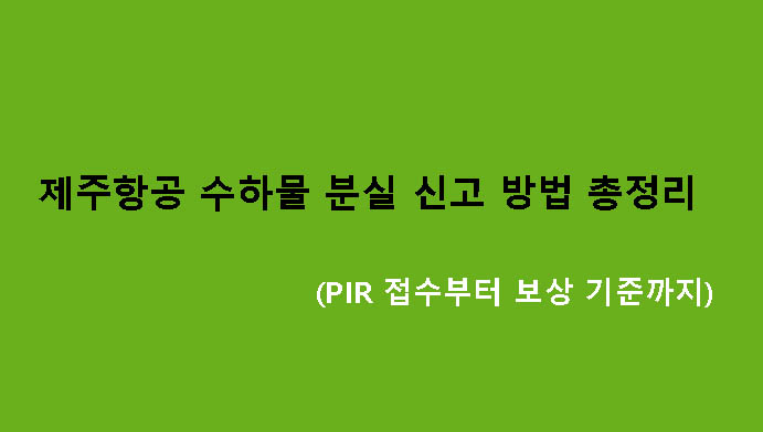 제주항공 수하물 분실 신고 방법 총정리 (PIR 접수부터 보상 기준까지)