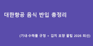 대한항공 음식 반입 총정리 (기내·수하물 규정 + 김치 포장 꿀팁 2026 최신)