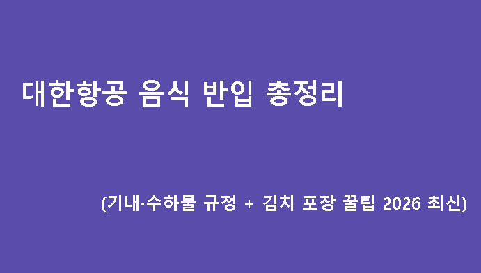 대한항공 음식 반입 총정리 (기내·수하물 규정 + 김치 포장 꿀팁 2026 최신)