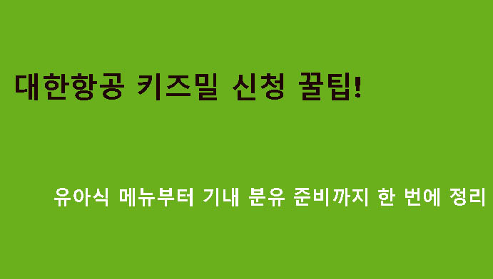 대한항공 키즈밀 신청 꿀팁|유아식 메뉴부터 기내 분유 준비까지 한 번에 정리