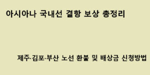 아시아나 국내선 결항 보상 총정리｜제주·김포·부산 노선 환불 및 배상금 신청방법