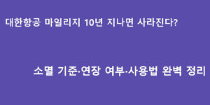 대한항공 마일리지 10년 지나면 사라진다? 소멸 기준·연장 여부·사용법 완벽 정리