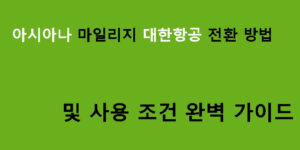 아시아나 마일리지 대한항공 전환 방법 및 사용 조건 완벽 가이드