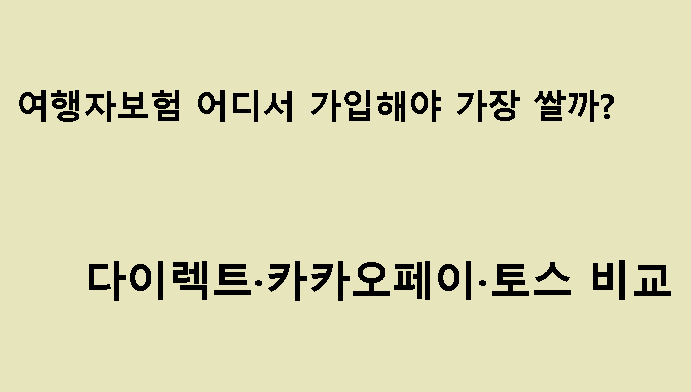 여행자보험 어디서 가입해야 가장 쌀까? 다이렉트·카카오페이·토스 비교