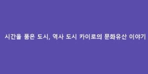 시간을 품은 도시, 역사 도시 카이로의 문화유산 이야기