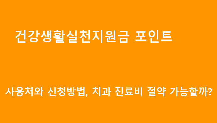건강생활실천지원금 포인트 사용처와 신청방법, 치과 진료비 절약 가능할까?