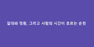 갈대와 정원, 그리고 사람의 시간이 흐르는 순천
