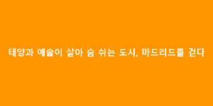 태양과 예술이 살아 숨 쉬는 도시, 마드리드를 걷다