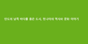 인도의 남쪽 바다를 품은 도시, 첸나이의 역사와 문화 이야기